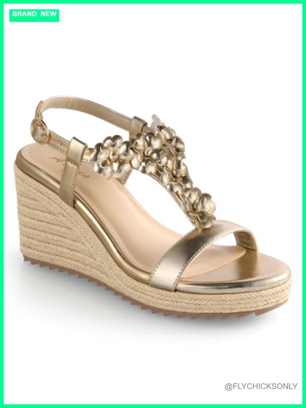 Women's Wedge Sandals Espadrille Open Toe Flower T Strap High Heel